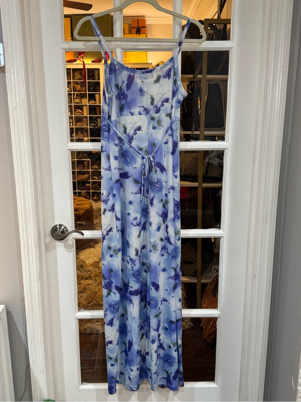 🪻🦋 VINTAGE Y2K Blue Floral Maxi Slip Dress with Spaghetti Straps‎ 🦋🪻 - Picture 7 of 13